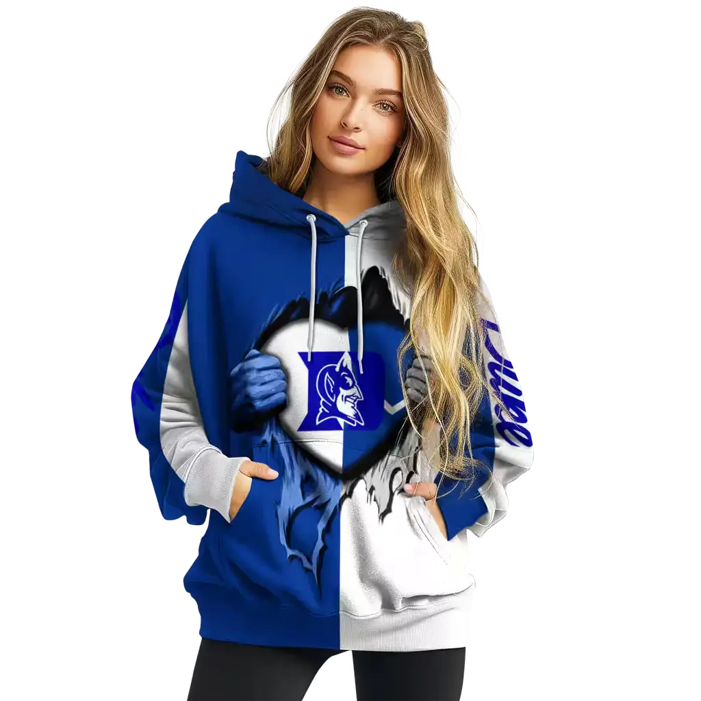 duke blue devils heartbeat graphic blue hoodie high quality duke blue devils heartbeat graphic blue hoodie high quality