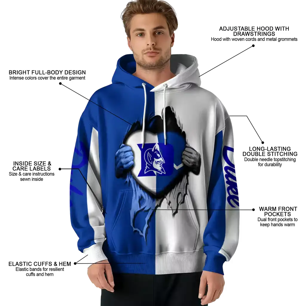 duke blue devils heartbeat graphic blue hoodie latest model duke blue devils heartbeat graphic blue hoodie latest model