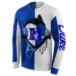 duke blue devils heartbeat graphic blue hoodie best selling