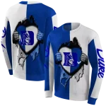 duke blue devils heartbeat graphic blue hoodie best selling