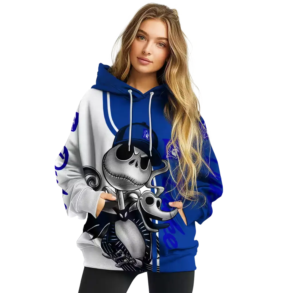 duke blue devils jack skellington blue hoodie high quality duke blue devils jack skellington blue hoodie high quality