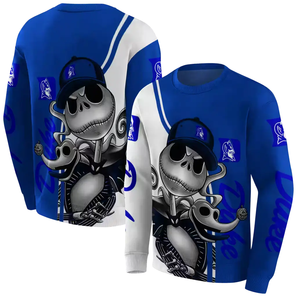 duke blue devils jack skellington blue hoodie premium grade duke blue devils jack skellington blue hoodie premium grade