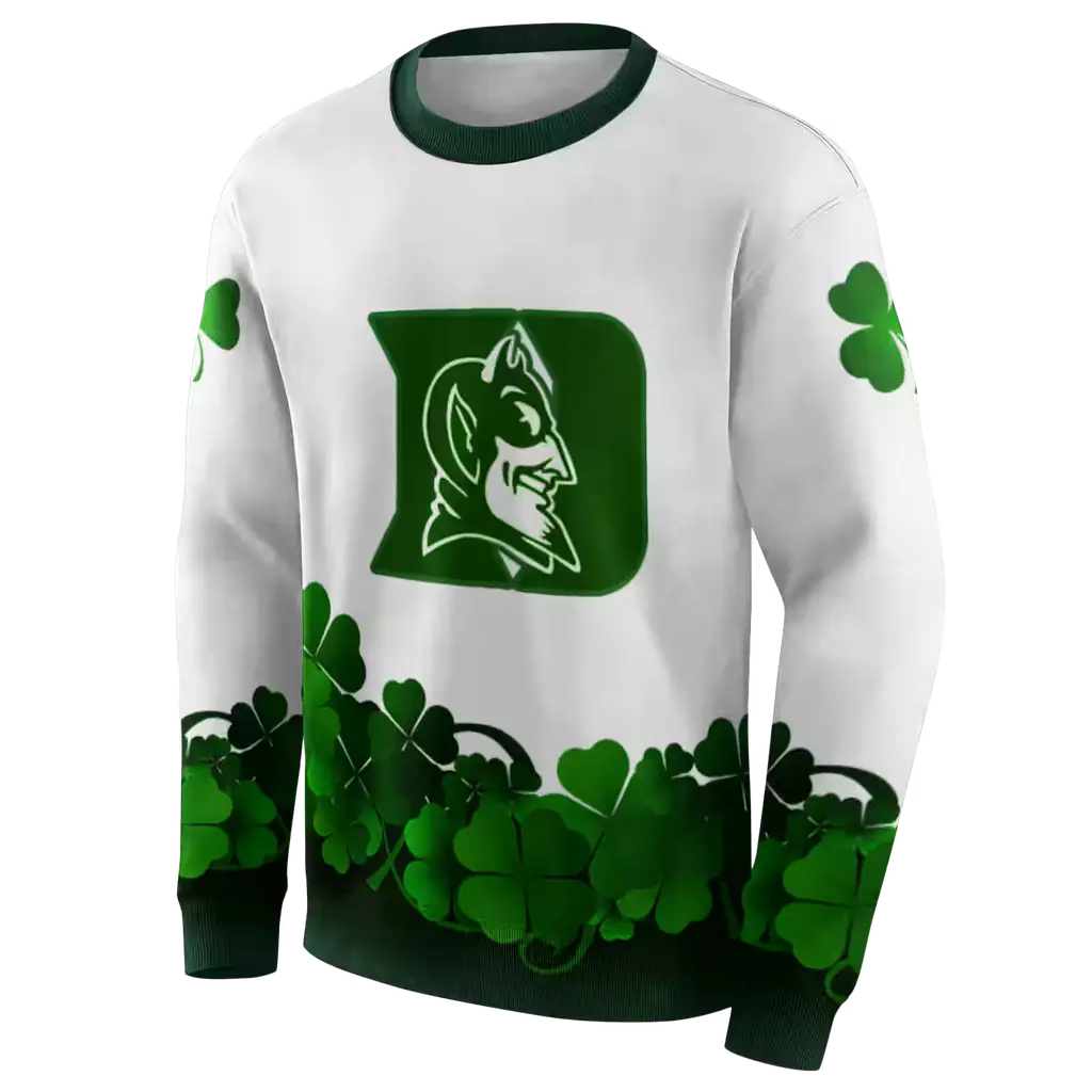 duke blue devils lucky motif white green hoodie new arrival duke blue devils lucky motif white green hoodie new arrival