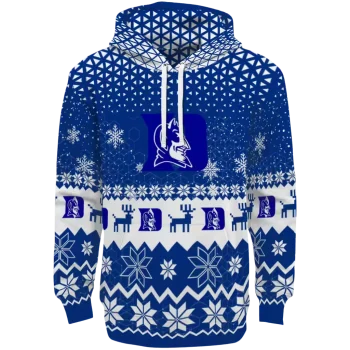 duke blue devils reindeer motif blue hoodie best selling