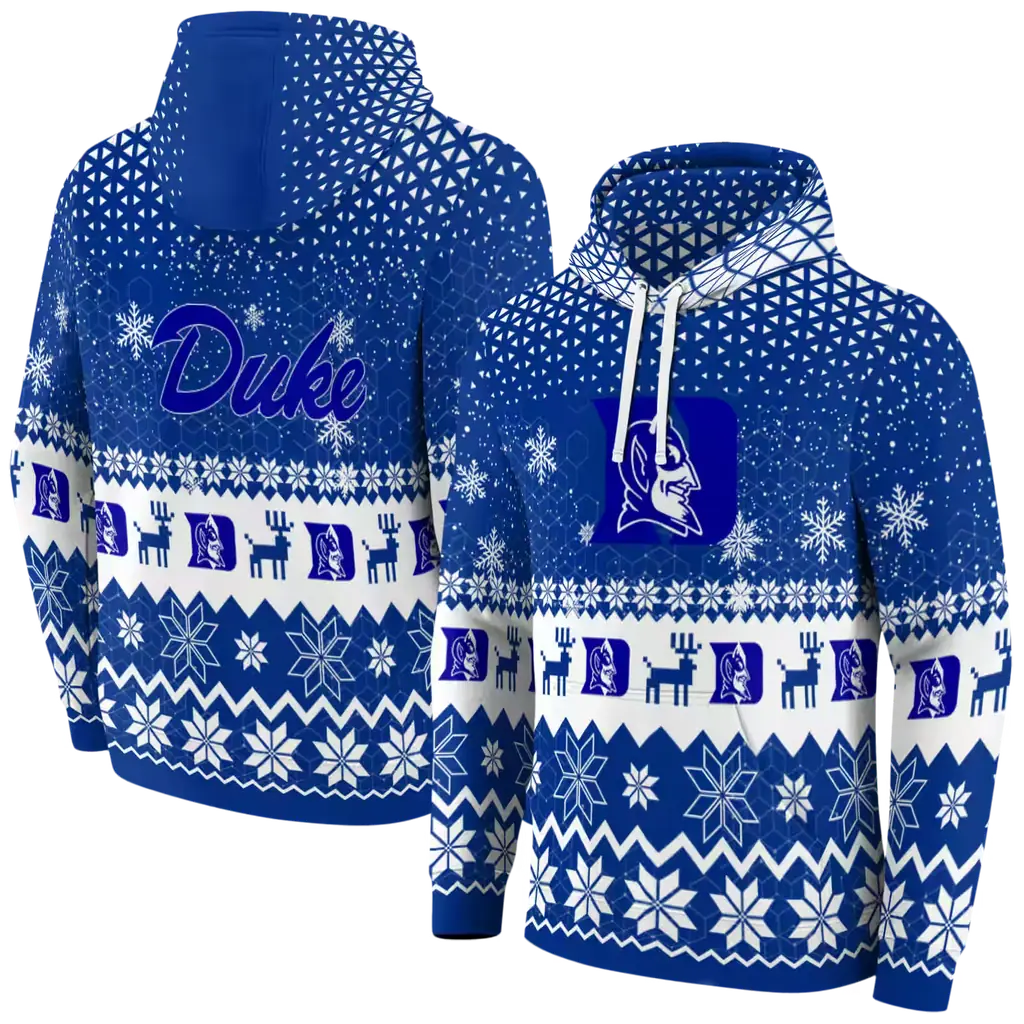 duke blue devils reindeer motif blue hoodie fashion forward duke blue devils reindeer motif blue hoodie fashion forward