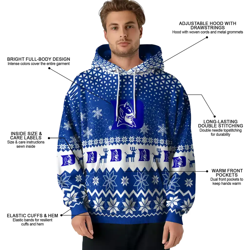 duke blue devils reindeer motif blue hoodie latest model duke blue devils reindeer motif blue hoodie latest model