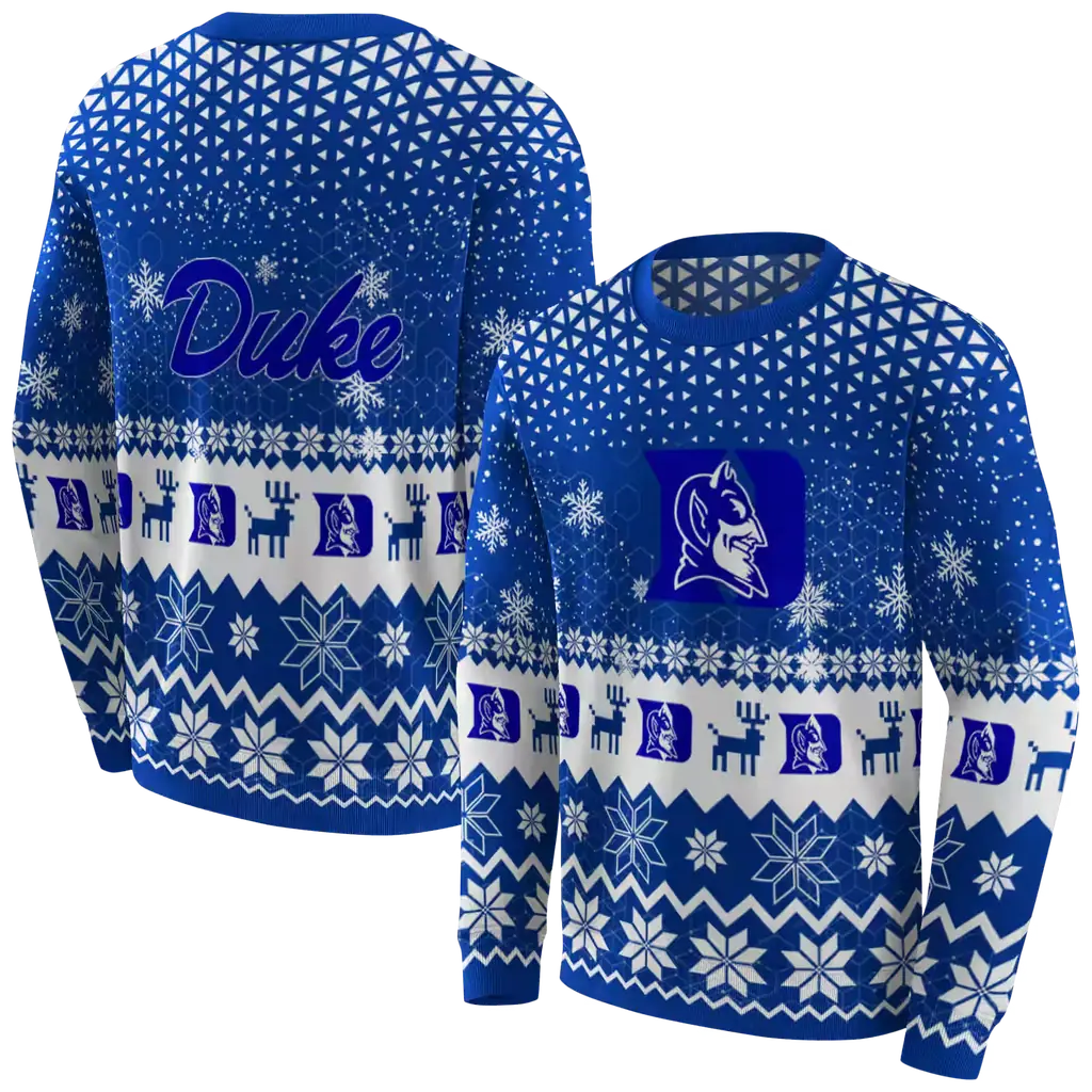 duke blue devils reindeer motif blue hoodie premium grade duke blue devils reindeer motif blue hoodie premium grade