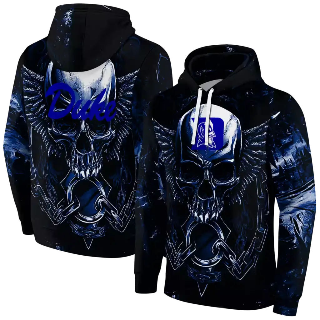 duke blue devils skull artwork blue black hoodie fashion forward duke blue devils skull artwork blue black hoodie fashion forward