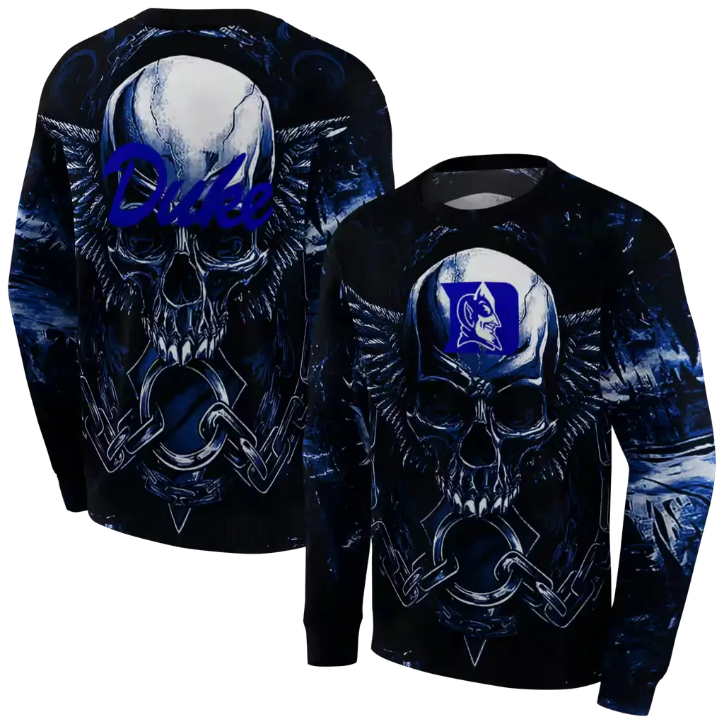 duke blue devils skull artwork blue black hoodie premium grade duke blue devils skull artwork blue black hoodie premium grade