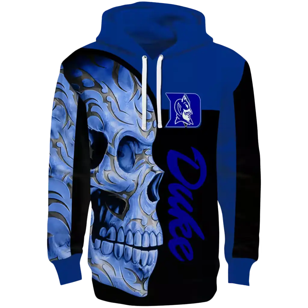duke blue devils skull motif blue black hoodie best selling duke blue devils skull motif blue black hoodie best selling
