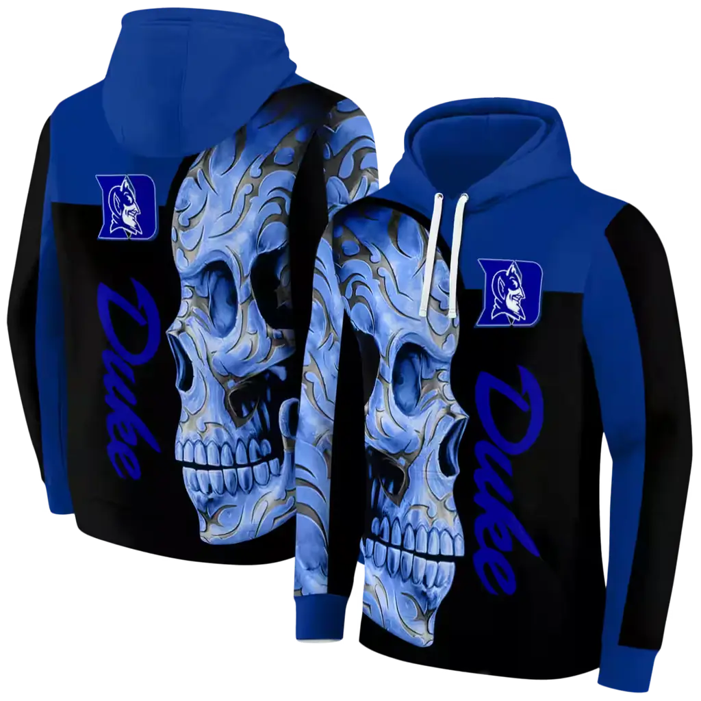 duke blue devils skull motif blue black hoodie fashion forward duke blue devils skull motif blue black hoodie fashion forward