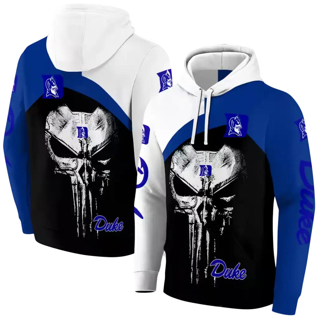 duke blue devils skull punisher white black hoodie fashion forward duke blue devils skull punisher white black hoodie fashion forward