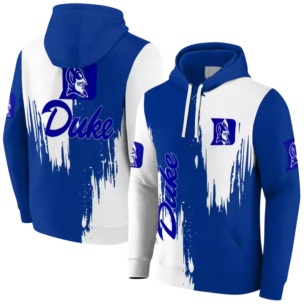 duke blue devils splatter effect blue hoodie fashion forward duke blue devils splatter effect blue hoodie fashion forward