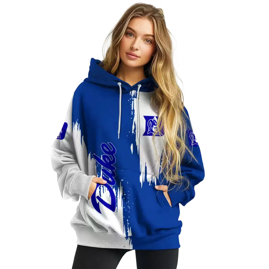 duke blue devils splatter effect blue hoodie high quality duke blue devils splatter effect blue hoodie high quality