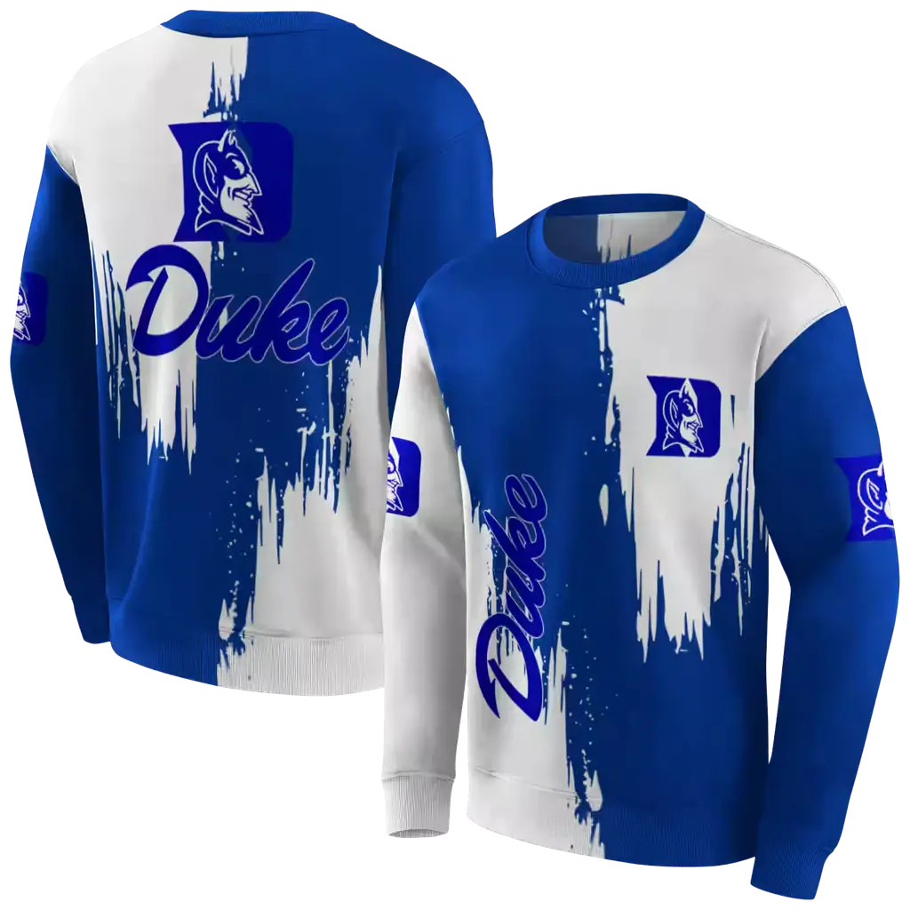 duke blue devils splatter effect blue hoodie premium grade duke blue devils splatter effect blue hoodie premium grade