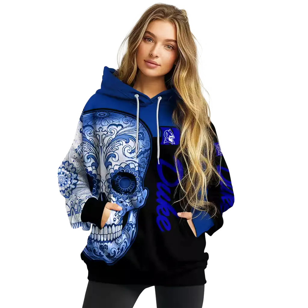duke blue devils sugar skull blue black hoodie high quality duke blue devils sugar skull blue black hoodie high quality