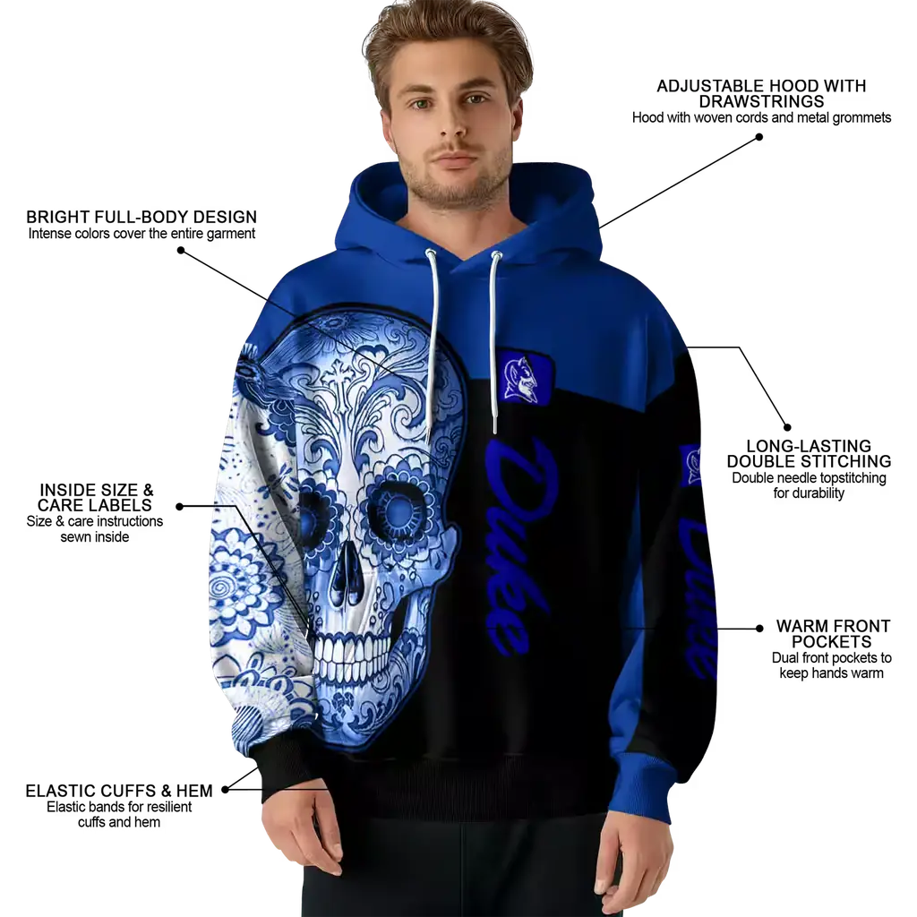 duke blue devils sugar skull blue black hoodie latest model duke blue devils sugar skull blue black hoodie latest model