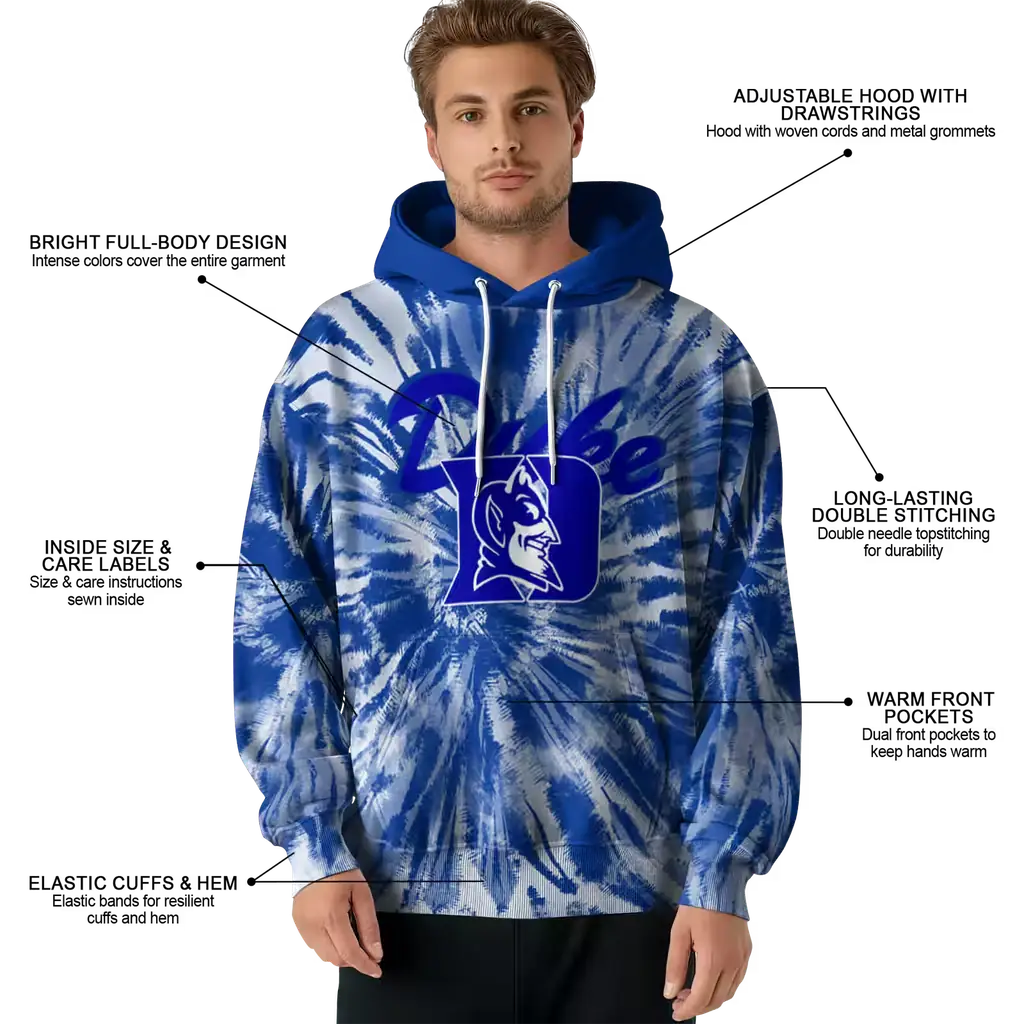 duke blue devils tie dye pattern blue hoodie latest model duke blue devils tie dye pattern blue hoodie latest model
