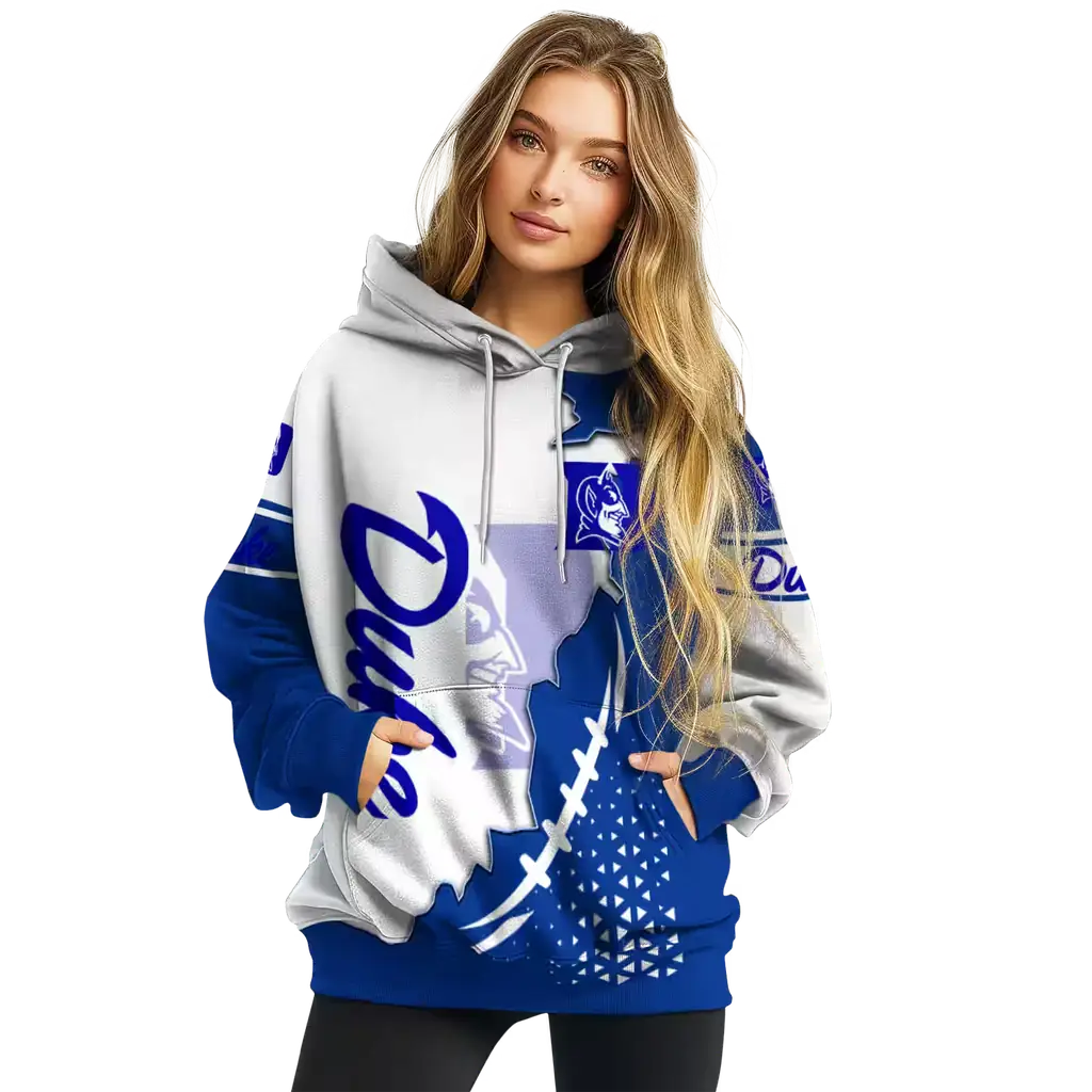duke blue devils triangular pattern blue white hoodie high quality duke blue devils triangular pattern blue white hoodie high quality