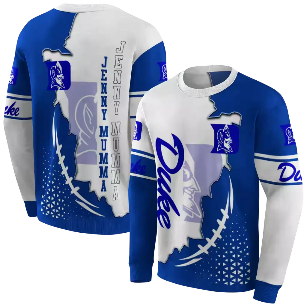 duke blue devils triangular pattern blue white hoodie premium grade duke blue devils triangular pattern blue white hoodie premium grade