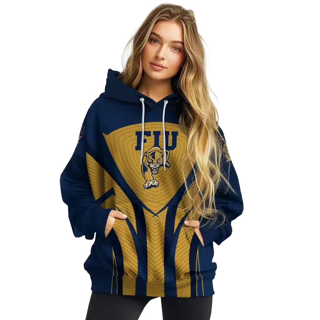 fiu panthers concentric lines blue black hoodie high quality fiu panthers concentric lines blue black hoodie high quality