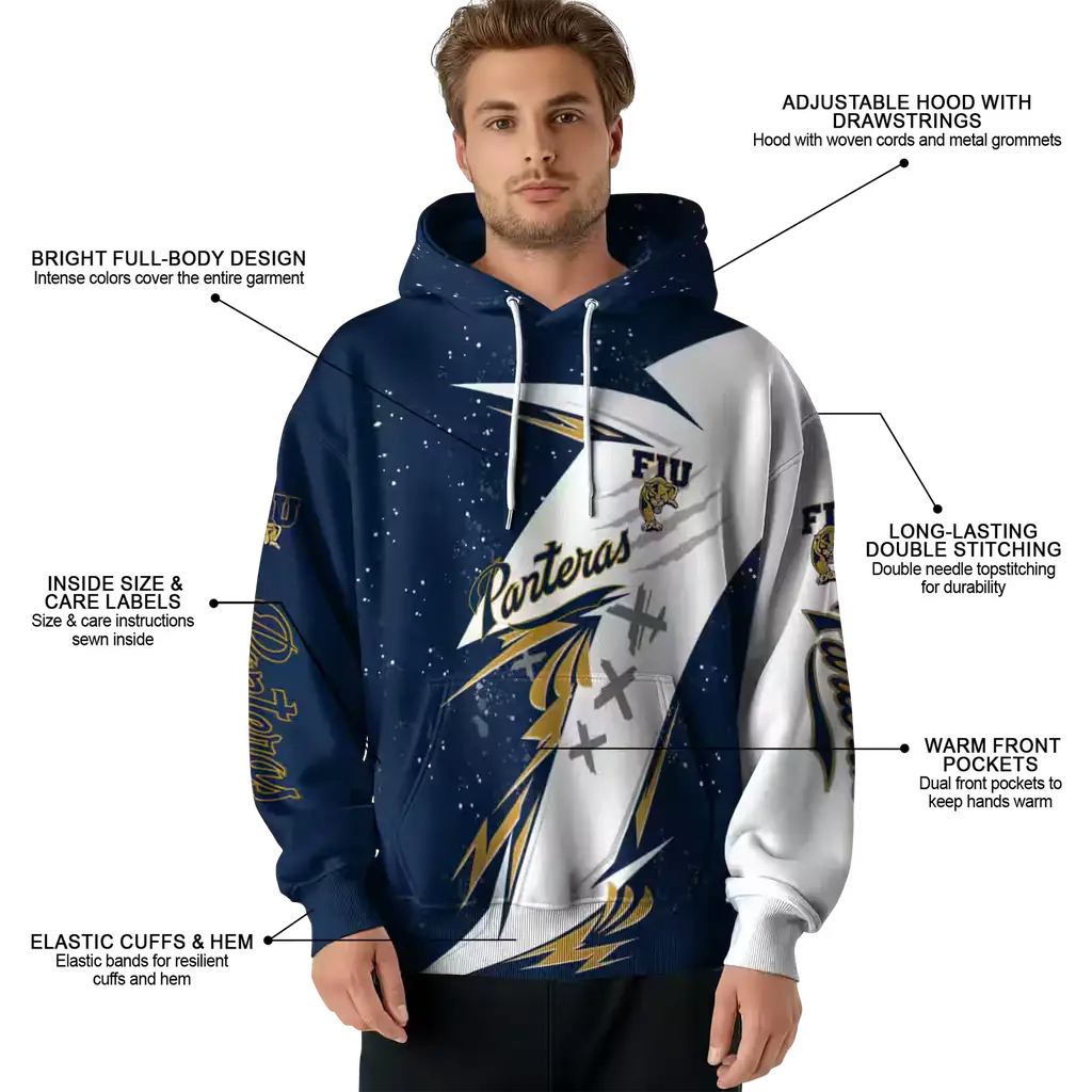 fiu panthers dynamic slash blue white hoodie latest model fiu panthers dynamic slash blue white hoodie latest model