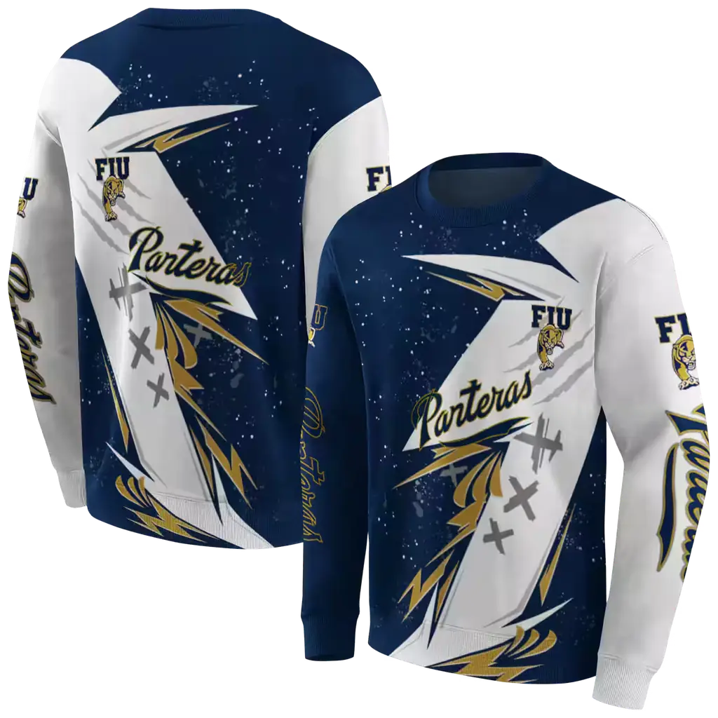 fiu panthers dynamic slash blue white hoodie premium grade fiu panthers dynamic slash blue white hoodie premium grade