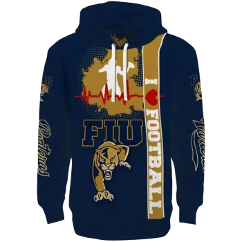 fiu panthers football heartbeat blue hoodie best selling