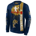 fiu panthers football heartbeat blue hoodie best selling