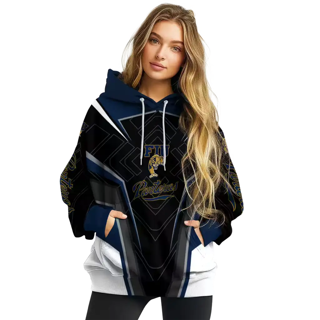fiu panthers futuristic pattern blue black hoodie high quality fiu panthers futuristic pattern blue black hoodie high quality