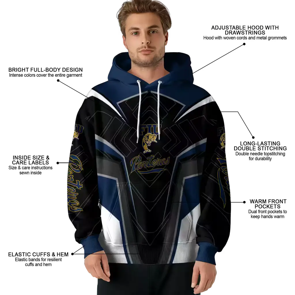 fiu panthers futuristic pattern blue black hoodie latest model fiu panthers futuristic pattern blue black hoodie latest model