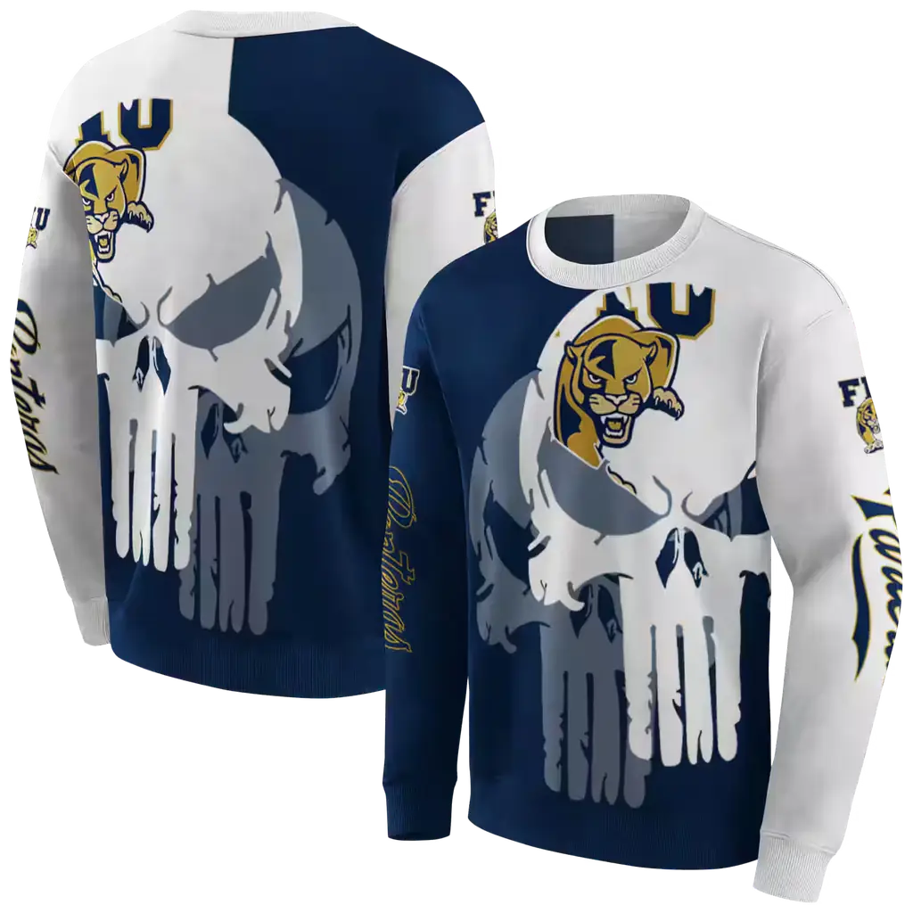 fiu panthers graphic punisher blue white hoodie premium grade fiu panthers graphic punisher blue white hoodie premium grade