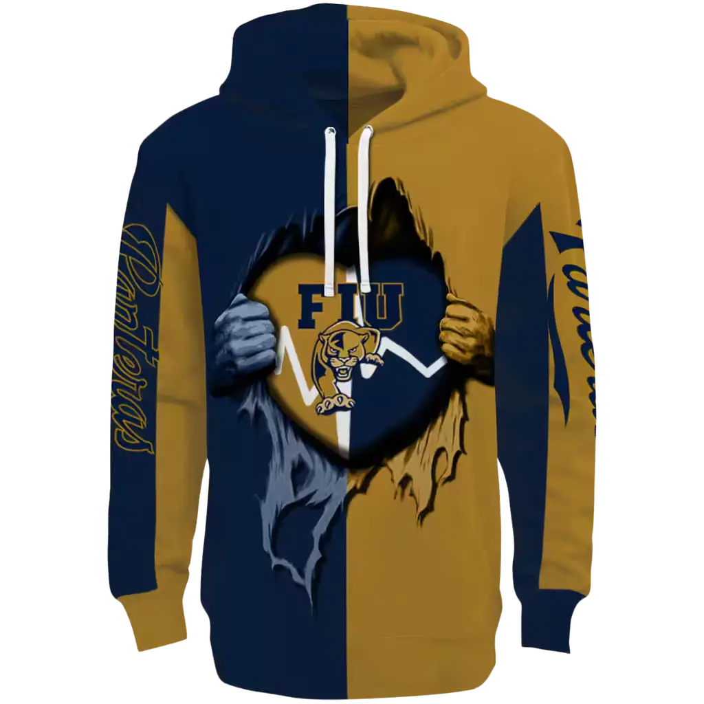 fiu panthers heartbeat graphic blue hoodie best selling fiu panthers heartbeat graphic blue hoodie best selling