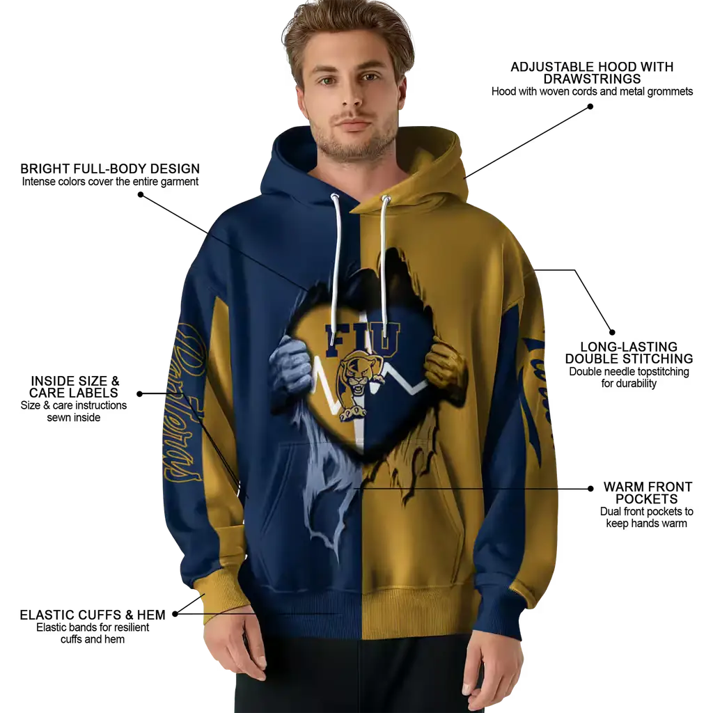 fiu panthers heartbeat graphic blue hoodie latest model fiu panthers heartbeat graphic blue hoodie latest model