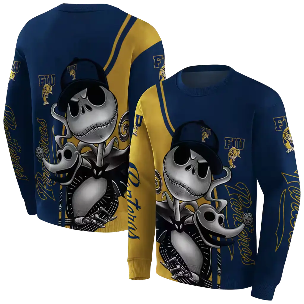fiu panthers jack skellington blue hoodie premium grade fiu panthers jack skellington blue hoodie premium grade