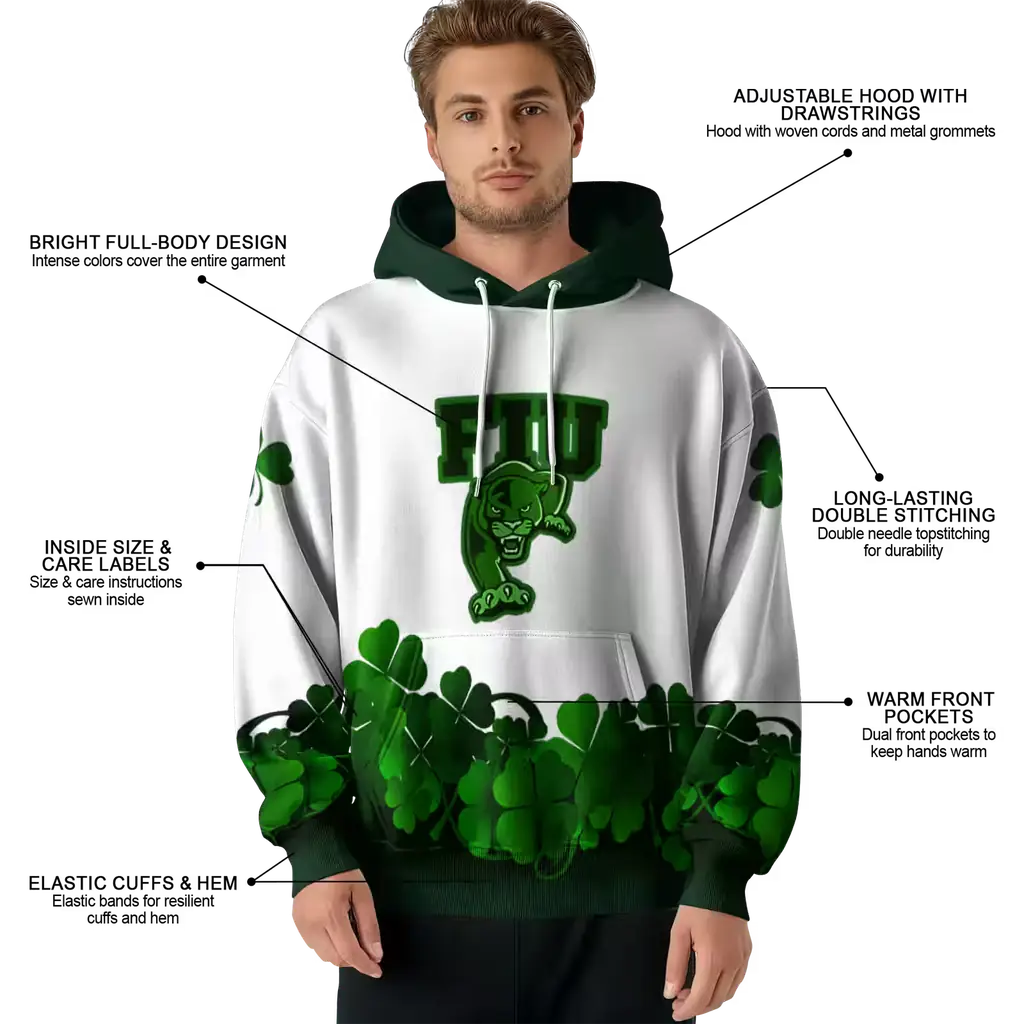 fiu panthers lucky motif white green hoodie latest model fiu panthers lucky motif white green hoodie latest model
