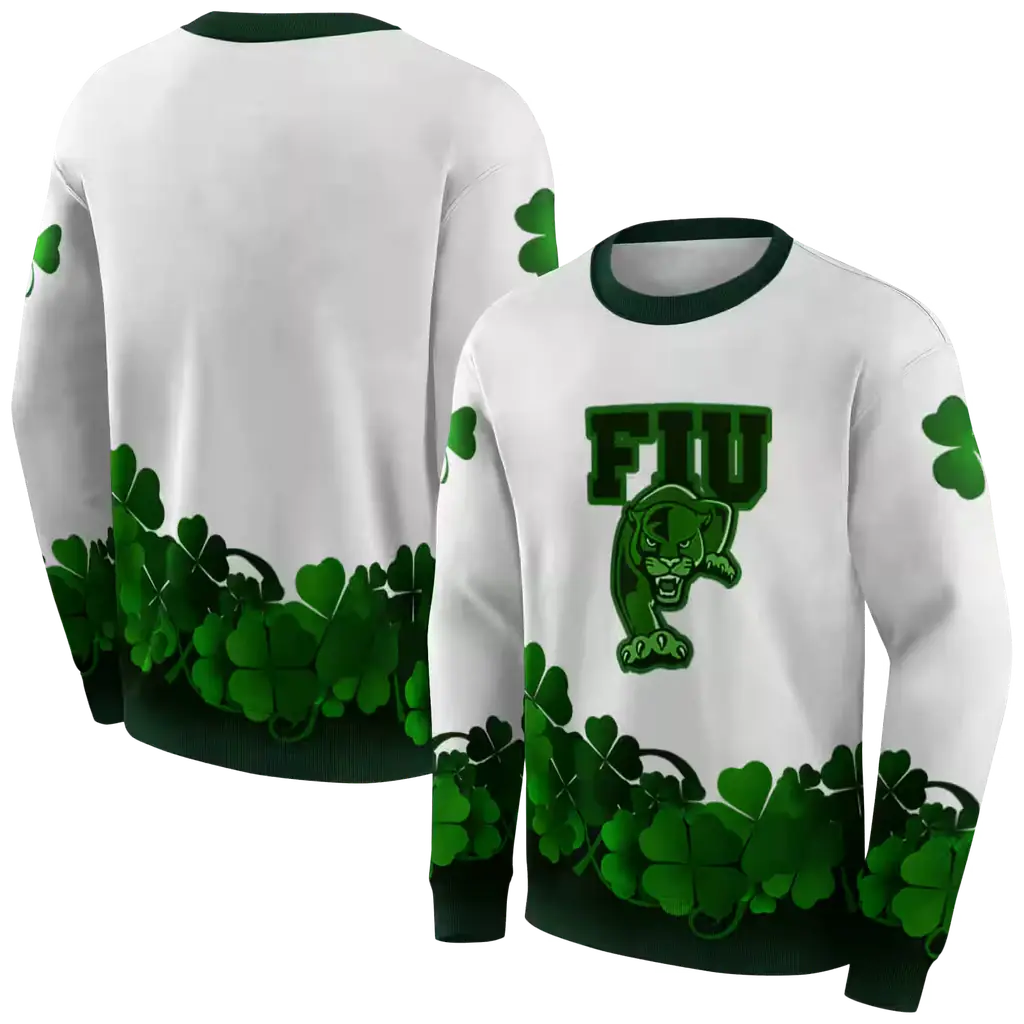 fiu panthers lucky motif white green hoodie premium grade fiu panthers lucky motif white green hoodie premium grade