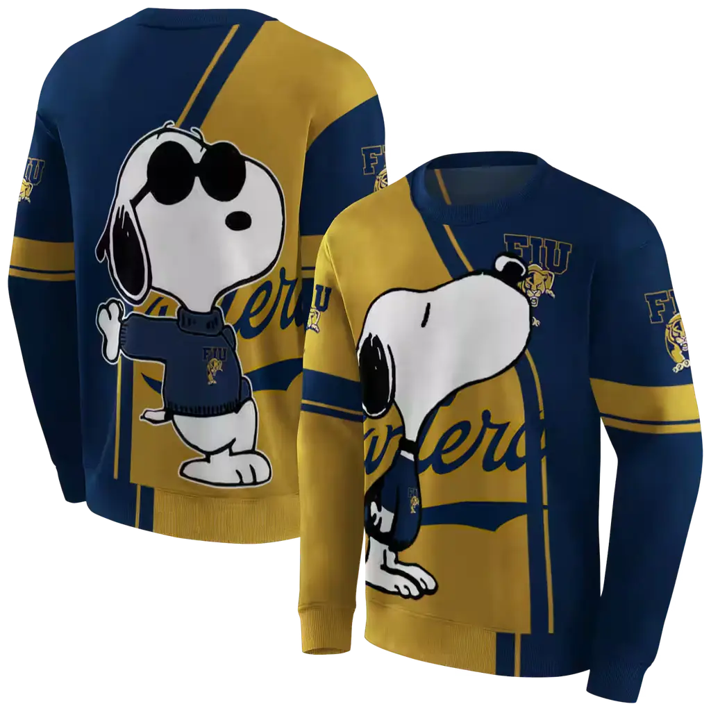fiu panthers playful snoopy blue hoodie premium grade fiu panthers playful snoopy blue hoodie premium grade