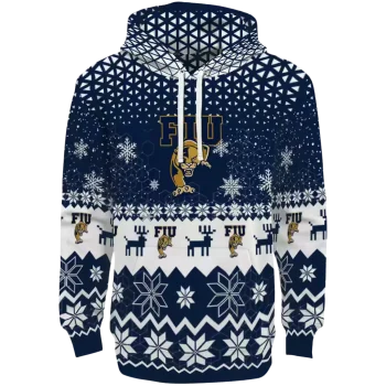 fiu panthers reindeer motif blue hoodie best selling