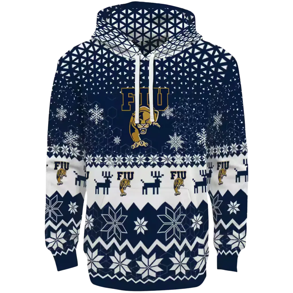 fiu panthers reindeer motif blue hoodie best selling fiu panthers reindeer motif blue hoodie best selling