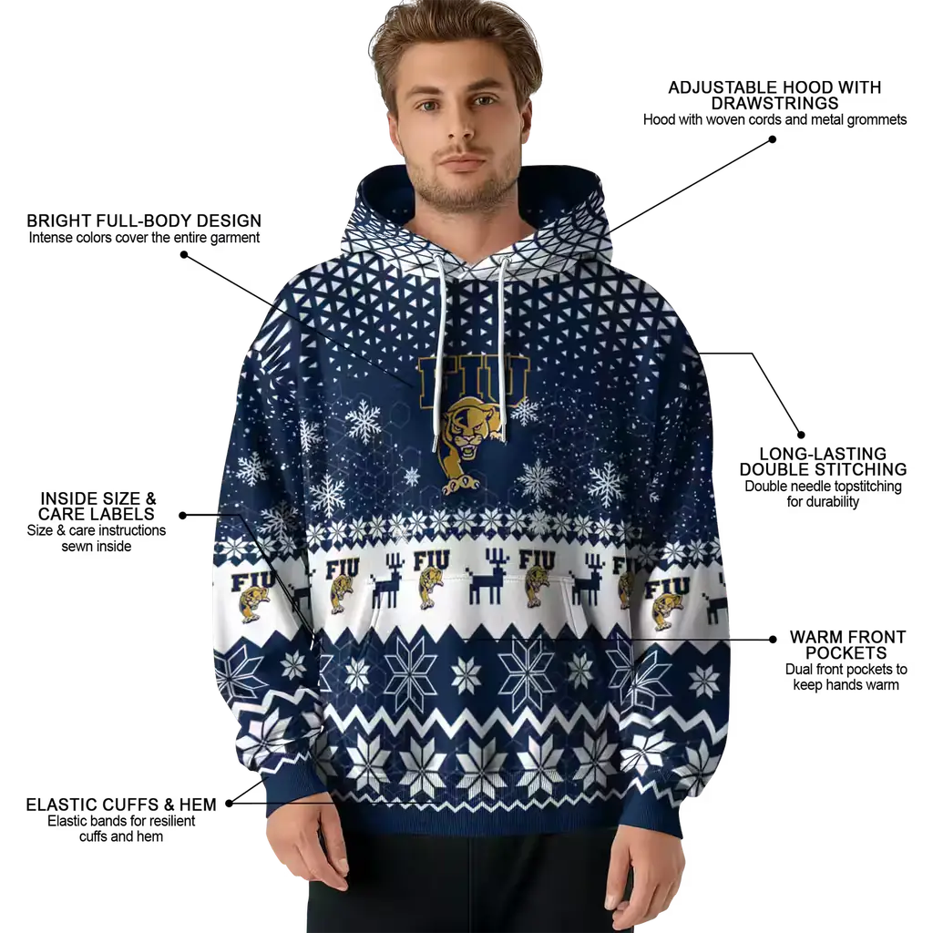fiu panthers reindeer motif blue hoodie latest model fiu panthers reindeer motif blue hoodie latest model