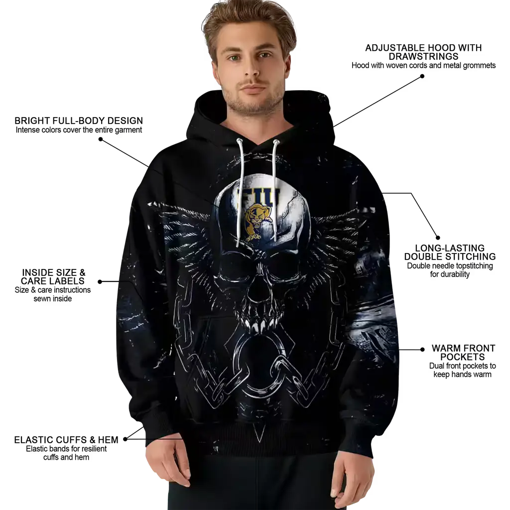 fiu panthers skull artwork blue black hoodie latest model fiu panthers skull artwork blue black hoodie latest model