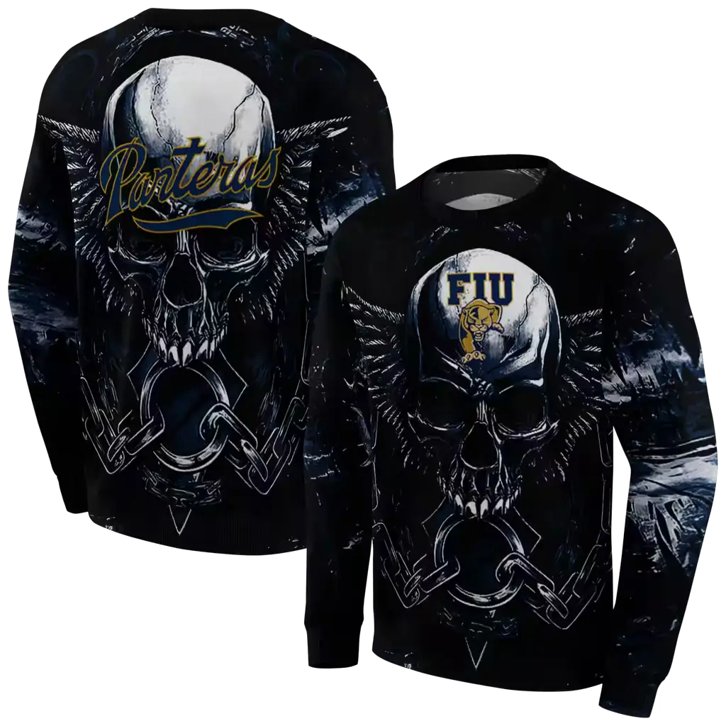 fiu panthers skull artwork blue black hoodie premium grade fiu panthers skull artwork blue black hoodie premium grade