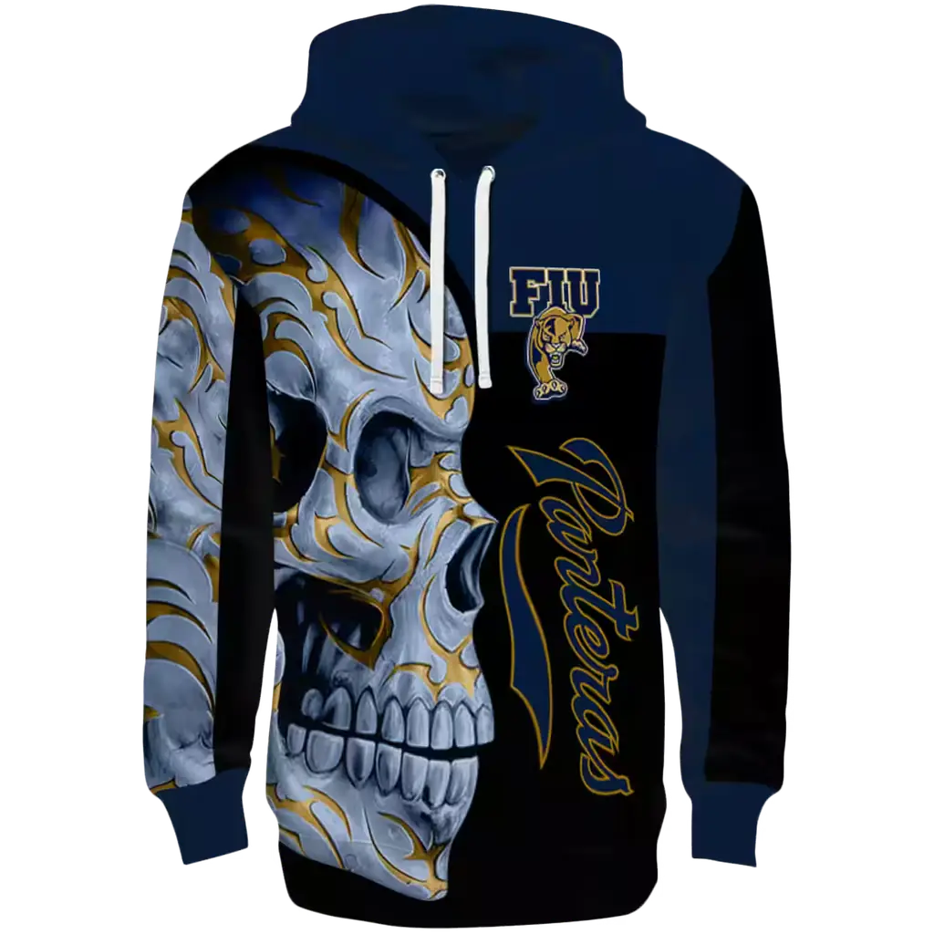fiu panthers skull motif blue black hoodie best selling fiu panthers skull motif blue black hoodie best selling