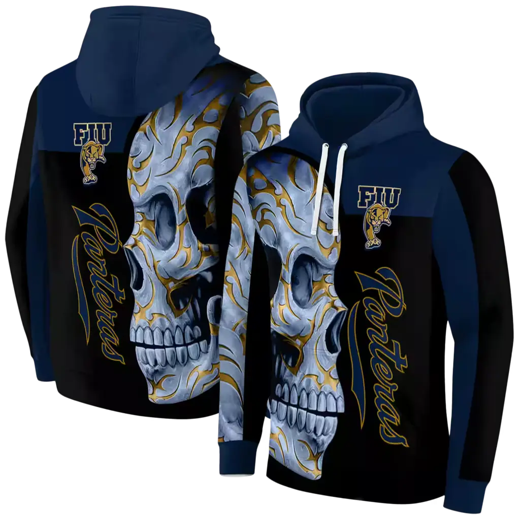 fiu panthers skull motif blue black hoodie fashion forward fiu panthers skull motif blue black hoodie fashion forward