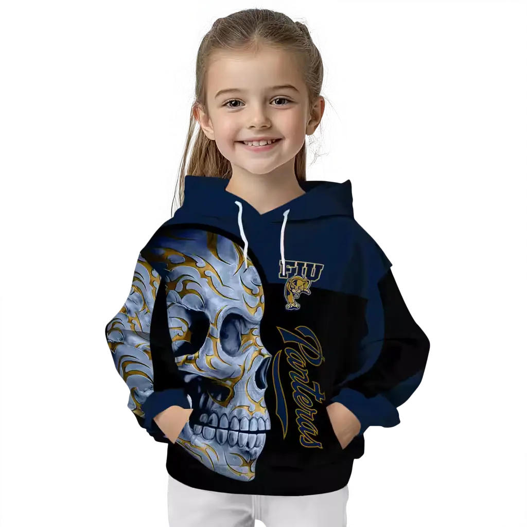 fiu panthers skull motif blue black hoodie top rated fiu panthers skull motif blue black hoodie top rated