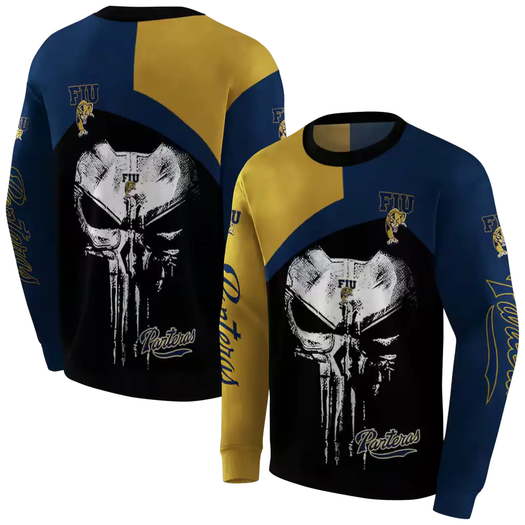 fiu panthers skull punisher gold black hoodie premium grade fiu panthers skull punisher gold black hoodie premium grade
