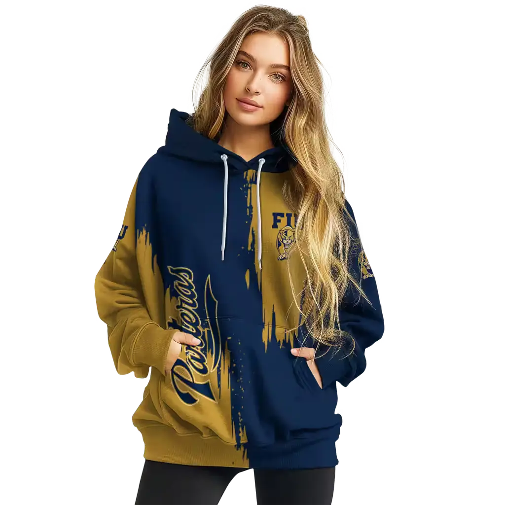 fiu panthers splatter effect blue hoodie high quality fiu panthers splatter effect blue hoodie high quality