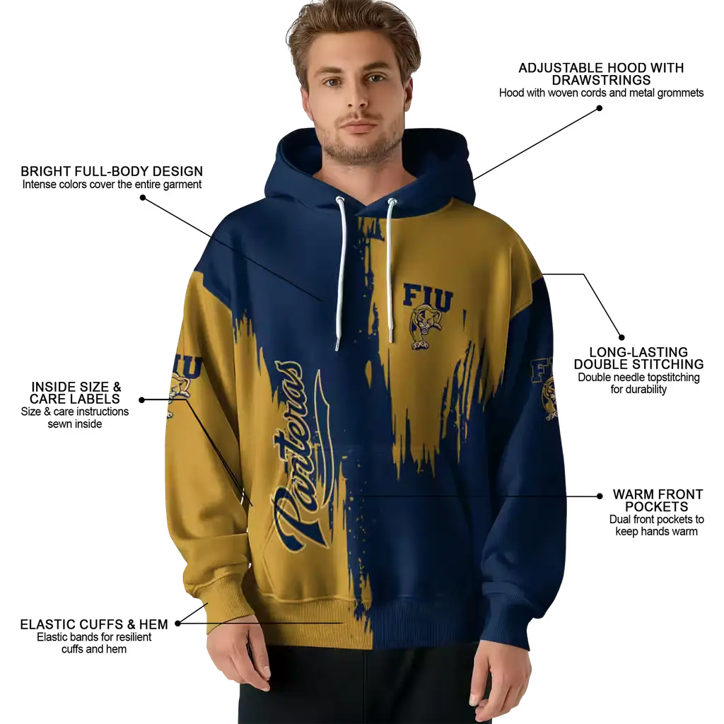 fiu panthers splatter effect blue hoodie latest model fiu panthers splatter effect blue hoodie latest model