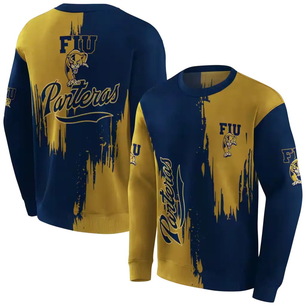 fiu panthers splatter effect blue hoodie premium grade fiu panthers splatter effect blue hoodie premium grade